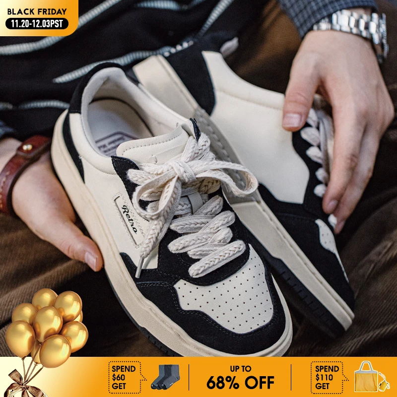 

Maden New Casual Low-Top Black and White Spliced Sneakers Men's Versatile Sports Shoes for Autumn Lace-up Skateboarding Shoes