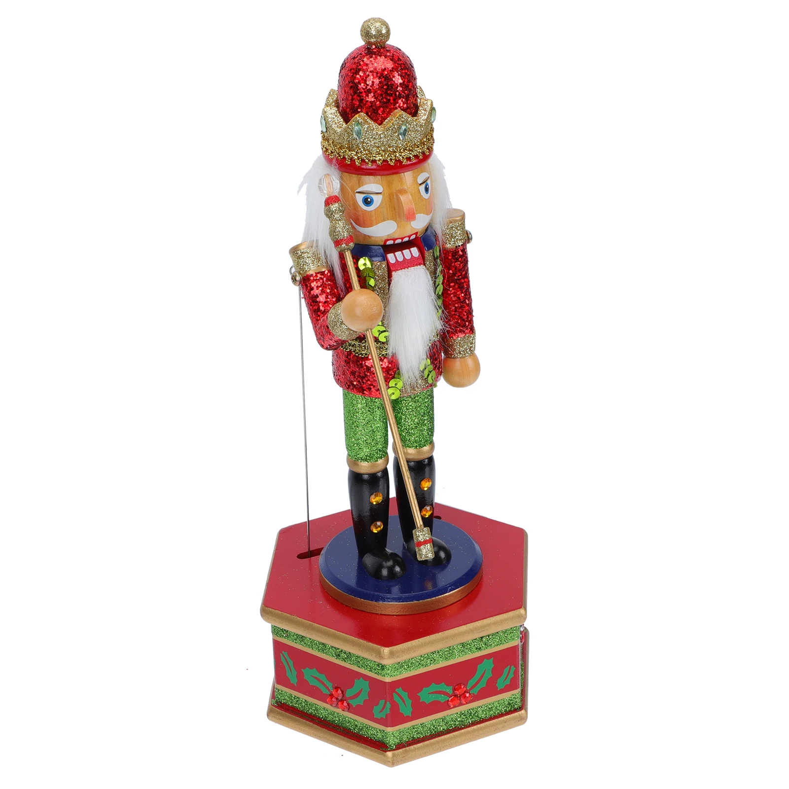 

Nutcracker Musical Box Wood Iron Cotton Xmas Decor Home Office Party Gift Clear Sound Beautiful Melodies Easy Use High Cost