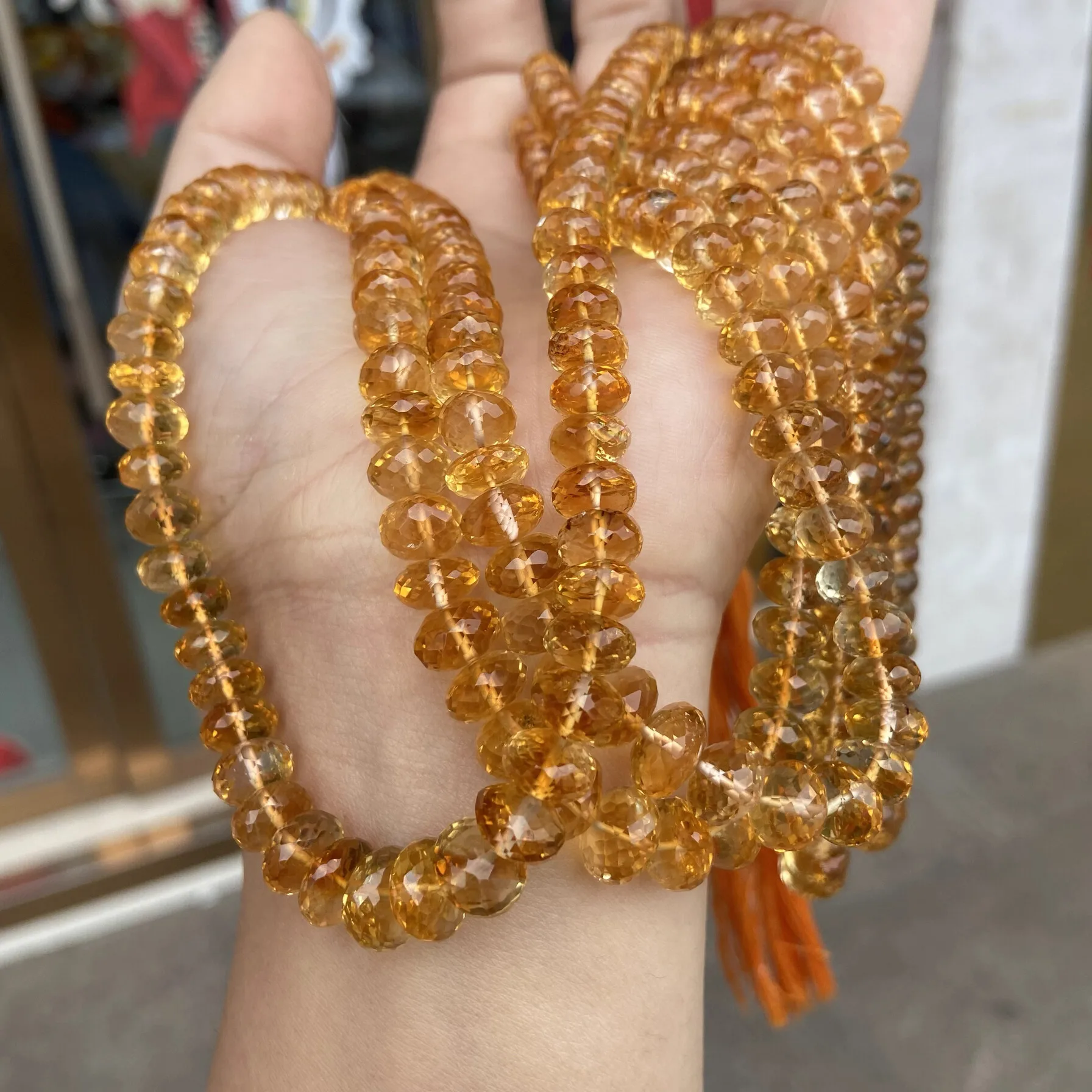 7A السترين الأصفر roundelle 6-10 مللي متر بالجملة لقلادة المجوهرات DIY 38 سنتيمتر الخرز فضفاض