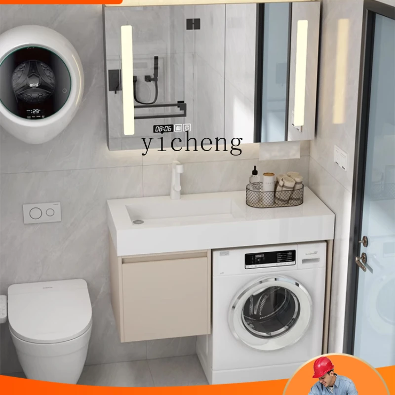 

Zc Small Apartment Bathroom Drum Washing Machine Integrated Cabinet Combination Rock Plate Washbasin Washstand