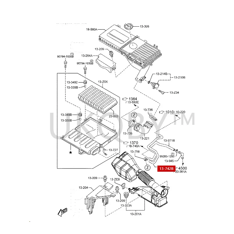 ZJ3813742 Suitable for Ma zd a 2 Ma 3 Star Cheng Valve cover ventilation hose connected to intake pipe and exhaust pipe