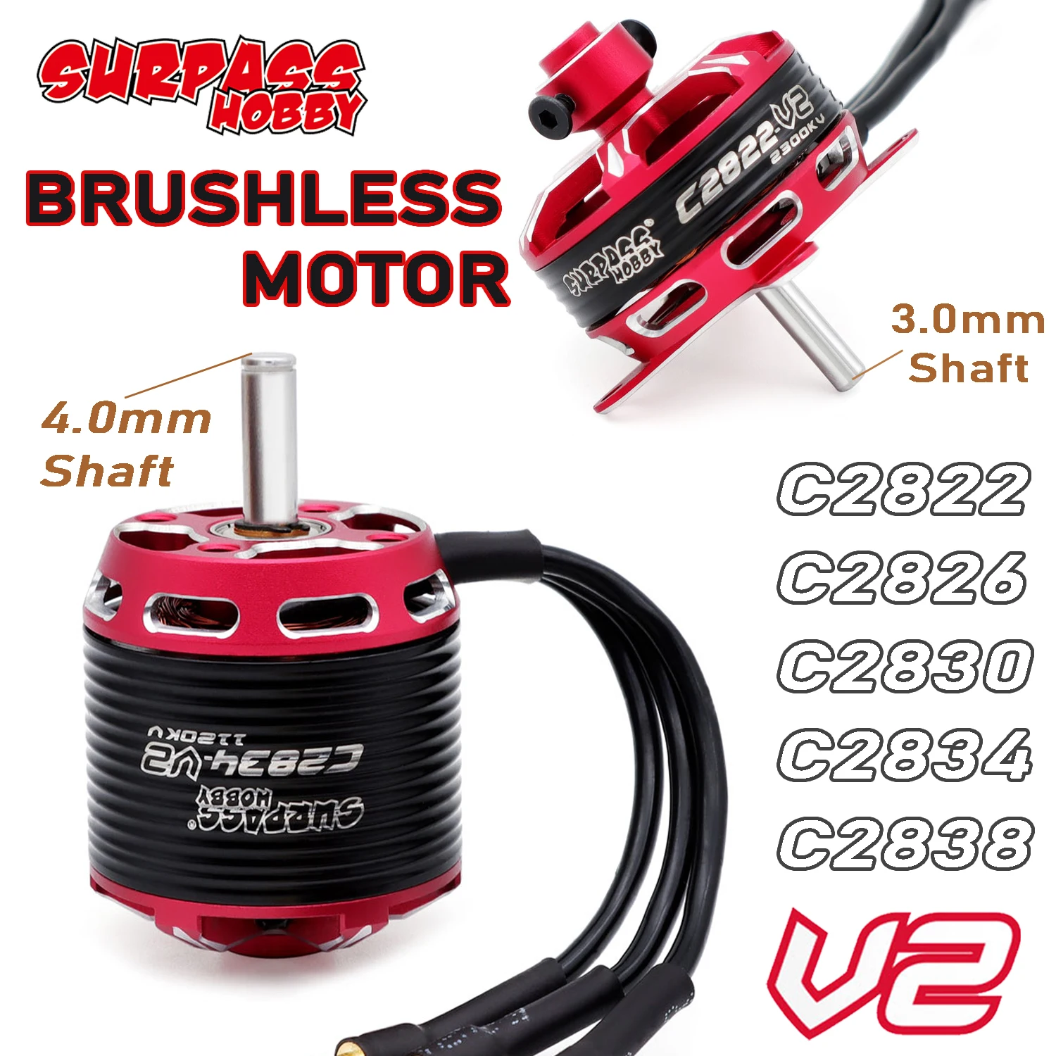 

SURPASS HOBBY C2838 C2834 C2830 C2826 C2822 V2 Brushless Motor 14-Pole for RC Model Aircraft Fixed-wing Quadcopter Drone Plane