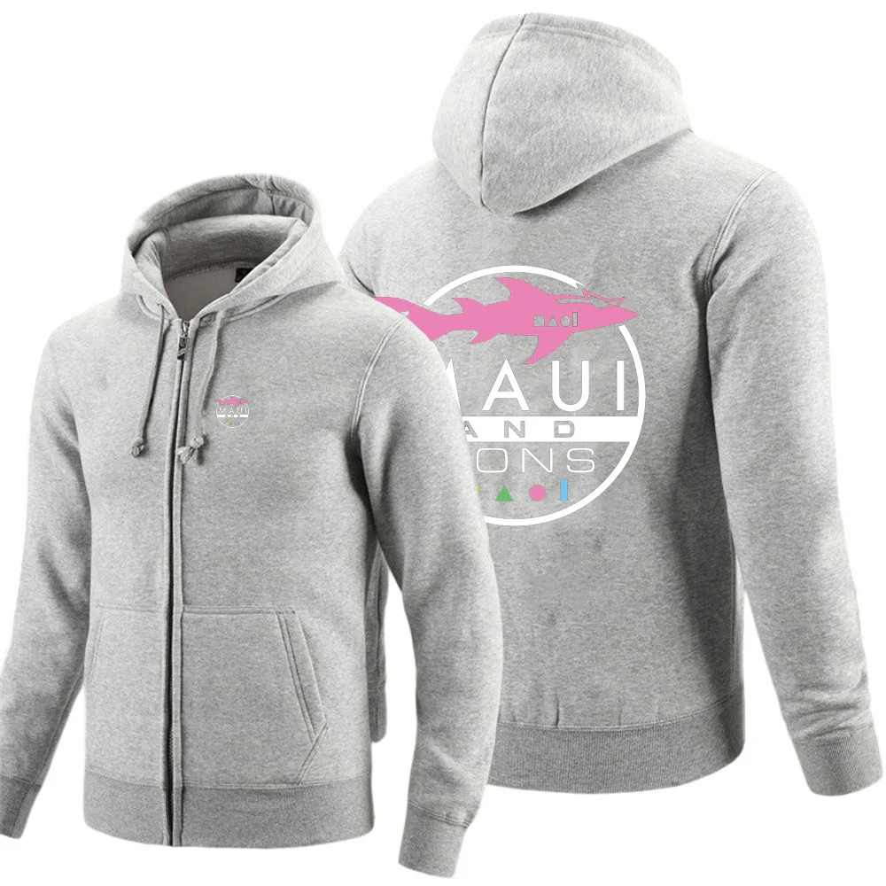 Maui And Sons Shark Hoodies Autumn Men Sweatshirts Long Sleeve Jacket Hoodies Zipper Closure Leisure Slim Fit Coat view 4