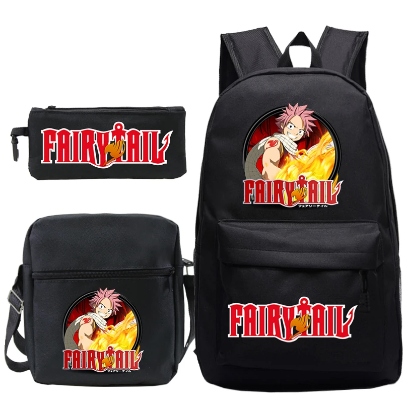 

Fairy Tail Backpacks Boys Girls Bookbag Anime 3 PCS/set Mochila Students School Bag Men Women Laptop Bag Teens Daily Rucksack