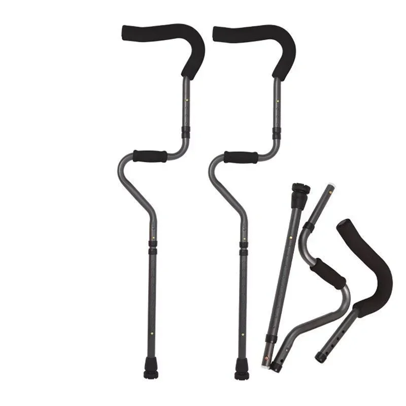 Stainless Steel forS-Shaped Detachable Height Adjustable Crutches for Walking Elderly Supplies