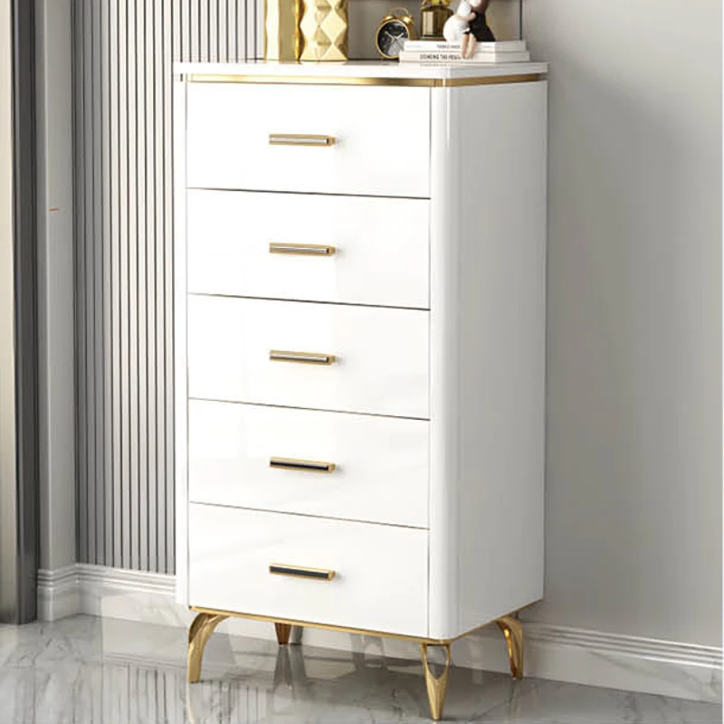 

Modern Design White Wooden Living Room Storage Side Furniture Home Entrance Luxury Wooden Bedroom 5 Drawer Cabinet