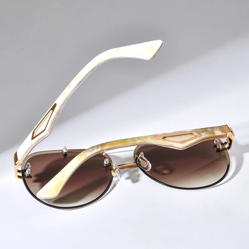 HEPIDEM Buffalo Horn Sunglasses Men Famous Luxury Brand Design Rimless Sun Glasses Diamond Eyewear Buffs Frameless Eyeglasses 39 - view 3