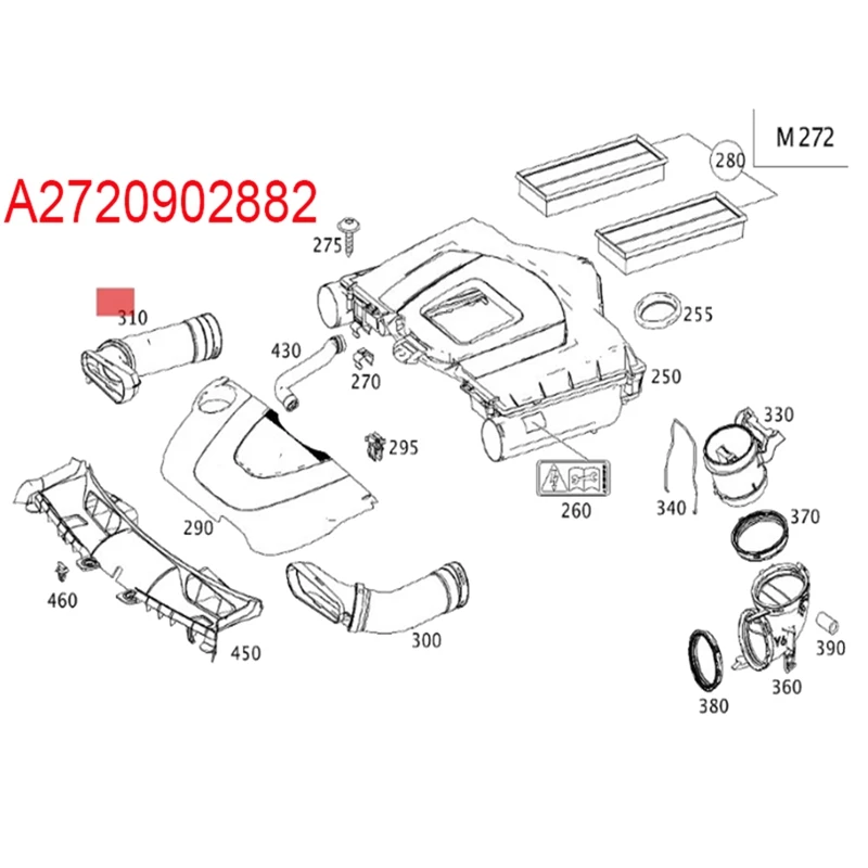 A2720902982 A2720902882 Air Inlet Hose For Mercedes Benz GLK 350 4MATIC Airway Intake Pipe