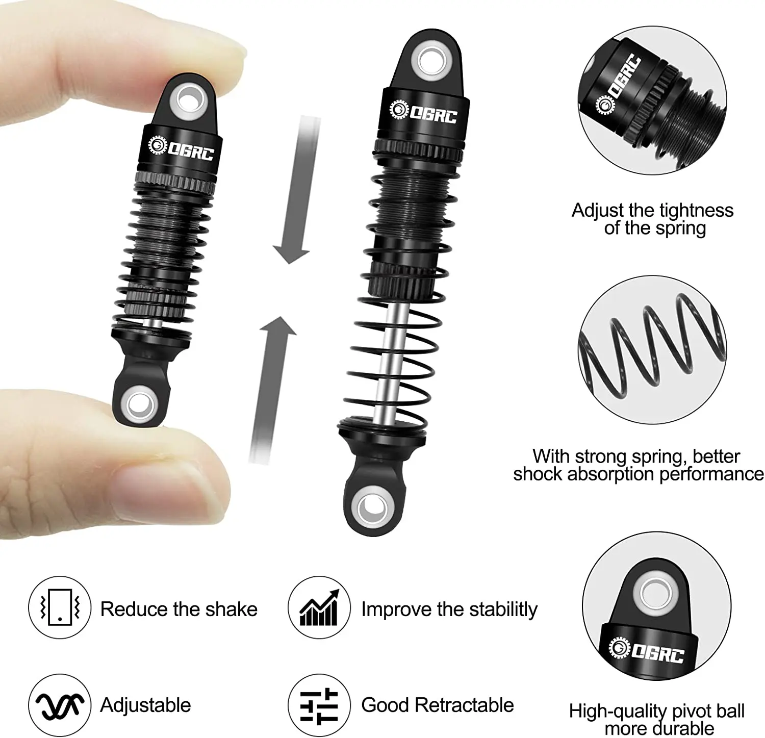 OGRC 51mm amortyzator wstrząsów amortyzator z gwintem olejowym aluminiowy przedni i tylny amortyzator do TRX4M 1/18 gąsienica RC części zamienne