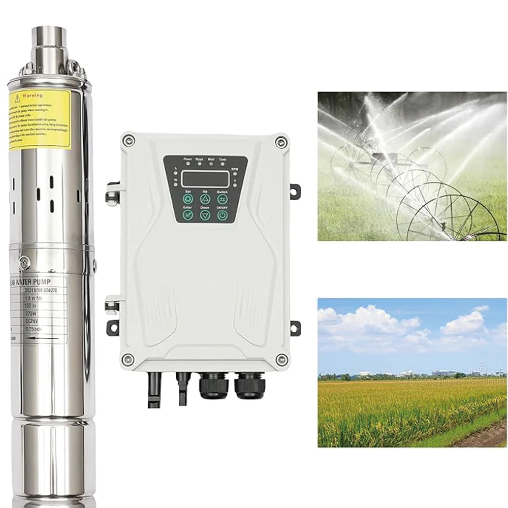 

750W 1000W 1200W Solar drilling deep well pump with MPPT controller stainless steel solar screw water pump Flow rate 2300L/H