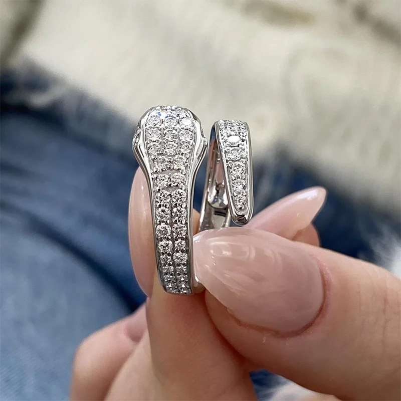14K White Gold Wrap Ring 0.7Ctw DEF/VS VVS Round Cut Lab Grown Diamond Snake-shaped Ring Gift for Women