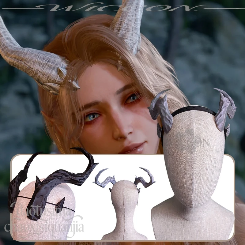 Alora Cosplay Furry Furrsuit Dragon Demon Drakon Headwear Cos 3D Polylactic Acid Horn Props Accessories Cosplay Anime Game Bg3