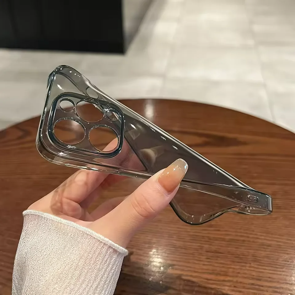 Coque souple de luxe en Silicone noir Transparent pour iPhone 16 15 14 13 12 11 Pro Max Plus Mini coque arrière transparente Ultra fine