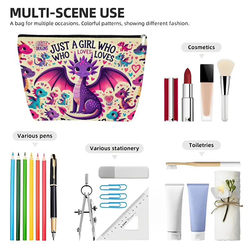 Un sac de maquillage sur le thème du dinosaure – jolie pochette multifonctionnelle à fermeture éclair pour femmes, sac de rangement de bijoux