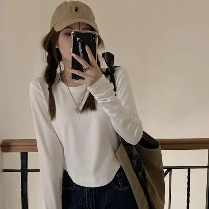 

Long Sleeve T-Shirts Womens Korean Mesh Floral Relaxed Fit Comfortable Summer Feminine Youthful Minimalist Daily Chic Stylish
