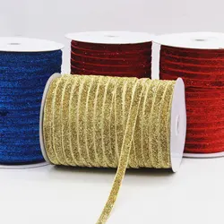50Yard Glitter Velvet Satin Ribbon Multicolor No Elastic Single Face Ribbon for Christmas DIY Craft Gift Wrapping Bow Decoration