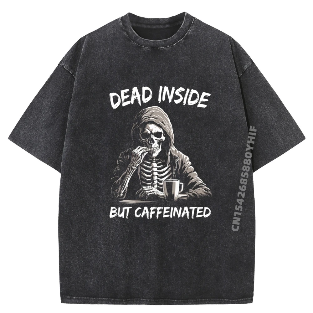 

Мужские топы Dead Inside, но футболки с рисунком кофеина, уличная одежда, футболки с принтом в стиле Харадзюку, мужская мягкая стираная рубашка