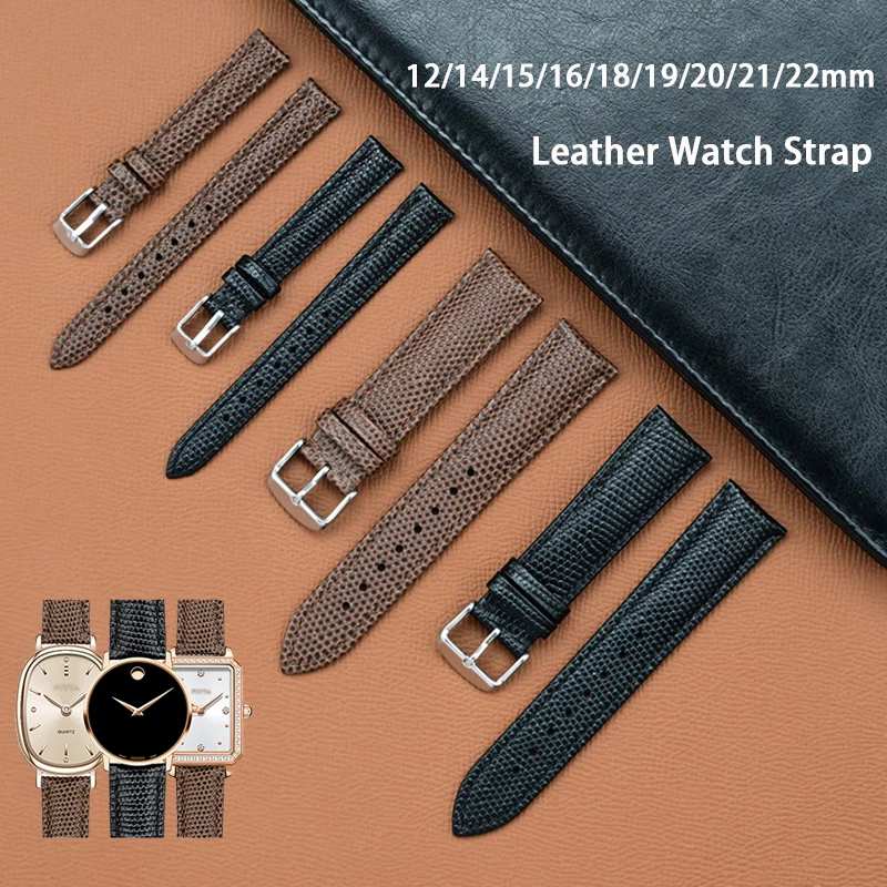 Uhrenarmband 12/14/15/16/18/19/20/21/22 mm Echtlederarmband mit Eidechsenmuster für Herren und Damen, universelles Armband für Feiyada Seagull