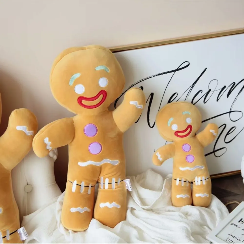 Gingerbread Man Plush Doll Cookie Man Christmas Decor Cushion Pillow Anime Biscuit Cute Soft Sofa Decoration Birthday Gifts