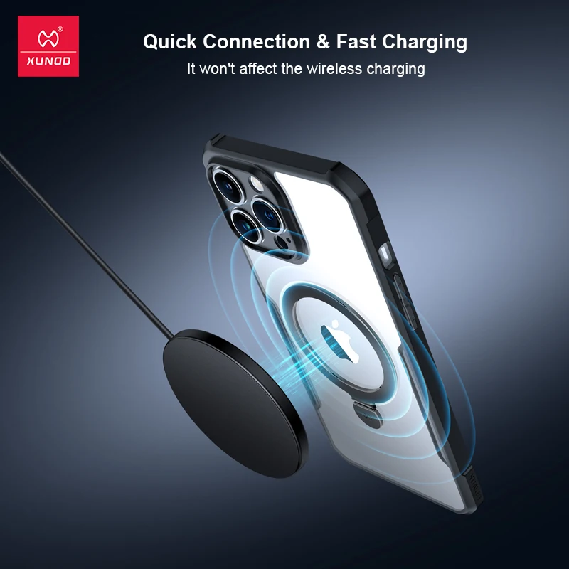 Xundd Magnetic Holder Case For iPhone 15 Pro Max Case For iPhone 15 Plus 15 Pro Airbag Shoclproof Shell Back Transparent Cover