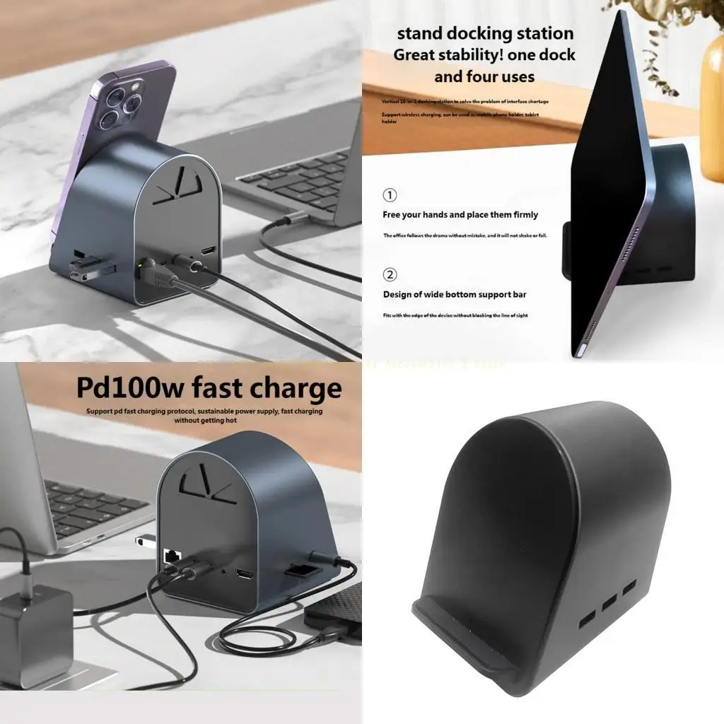

11 in 1 USB C Dock 100W Power Delivery 15W Charging for Multiple Devices
