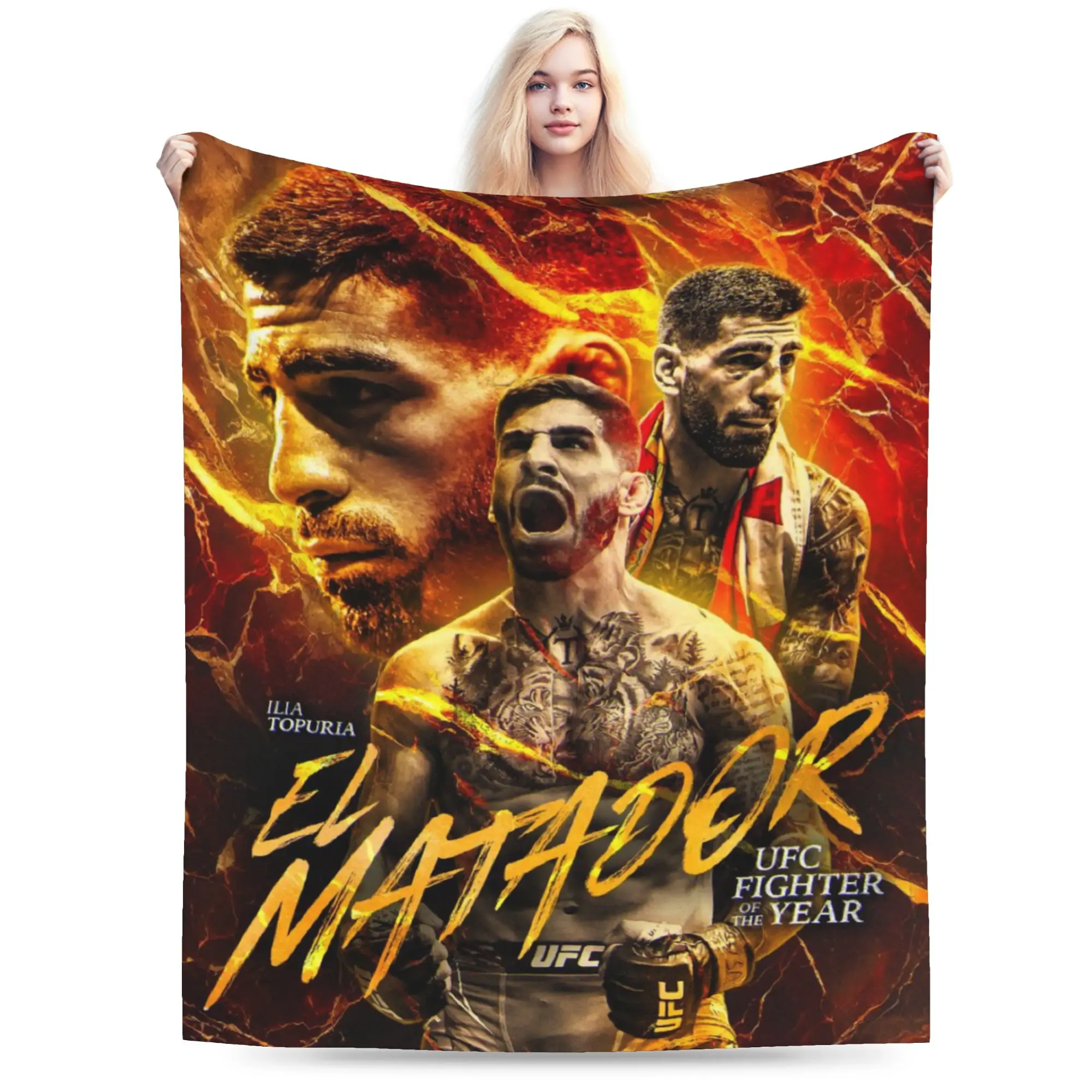 Ilia Topuria Wrestling Wrestler Blanket Lightweight Thin Fleece Cute Present  Throw Blankets Rug Piece