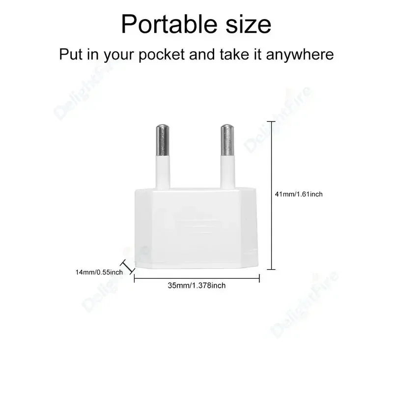 Adaptador de corriente de viaje americano de China a UE y Europa, adaptador de enchufe CN de 2 pines para EE. UU. a UE, convertidor de CA tipo C