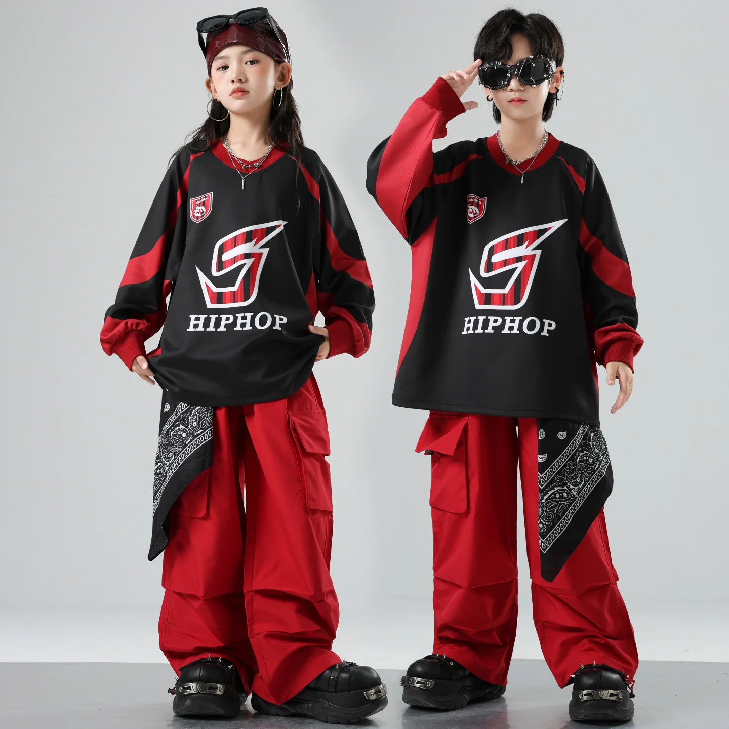 

Kids Boys Girls Streetwear Hip Hop Sport T-shirt Pants Tracksuits Children Tshirt Trouser Sets Dance Costume Performance Clothes