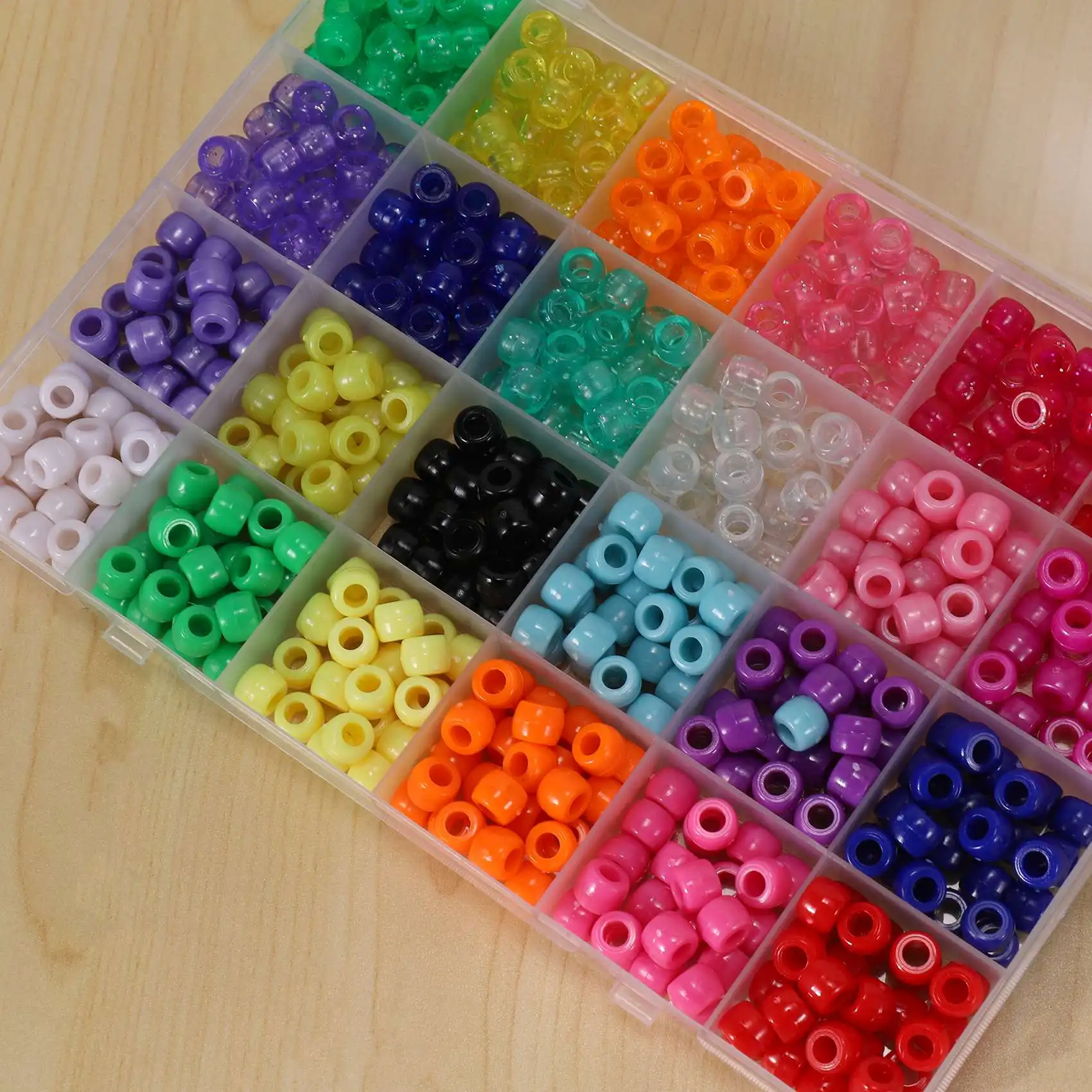 خرز ABQR، مجموعة خرز 1,900 قطعة 9 مم في 24 لونًا مع سلسلة مرنة لصنع المجوهرات والسوار
