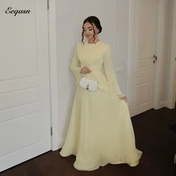 Saudi Arabia Evening Dresses Chiffon Long Sleeve A Line Formal Occasion Dress Floor Length Wedding Party Gowns Dubai Customized