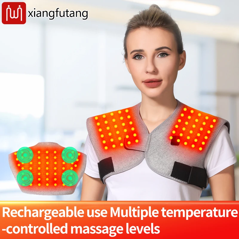 

Red Light Electric Heating Shoulder Support Vibration Massager Relieves Back Joint Pain Fatigue 3-Level Adjustment Timer Shawl
