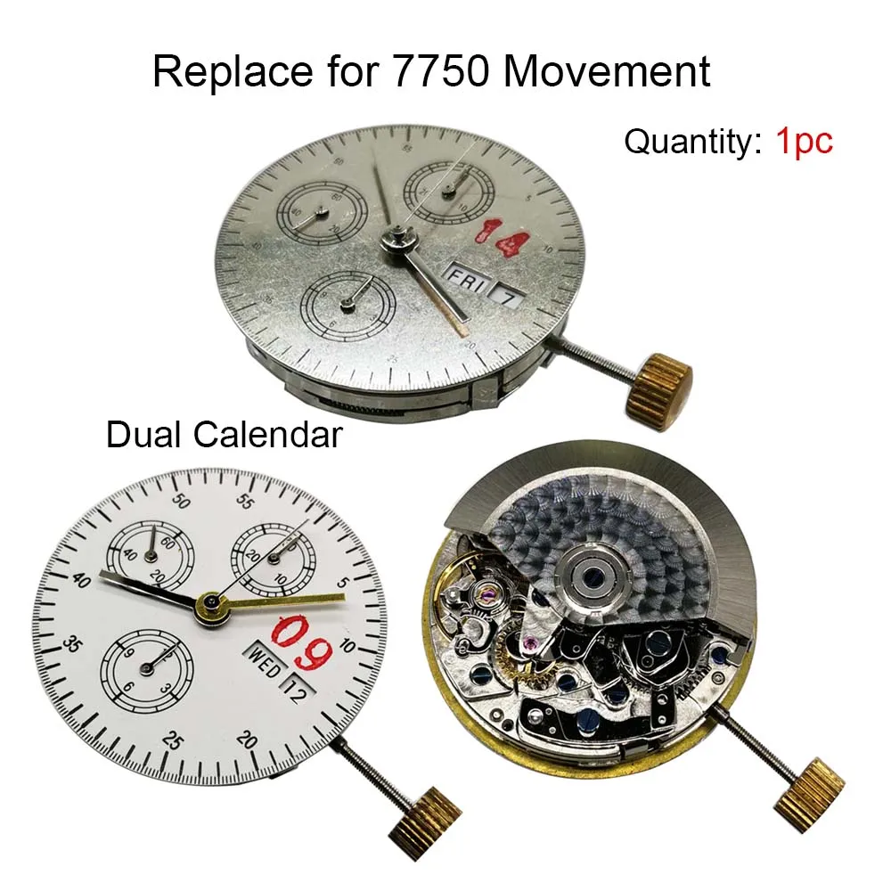 

1 PCS Dual Calendar 6Pin 7750 Automatic Mechanical Movement Replacement for 7750 Watch Movement Repair Parts Accessories