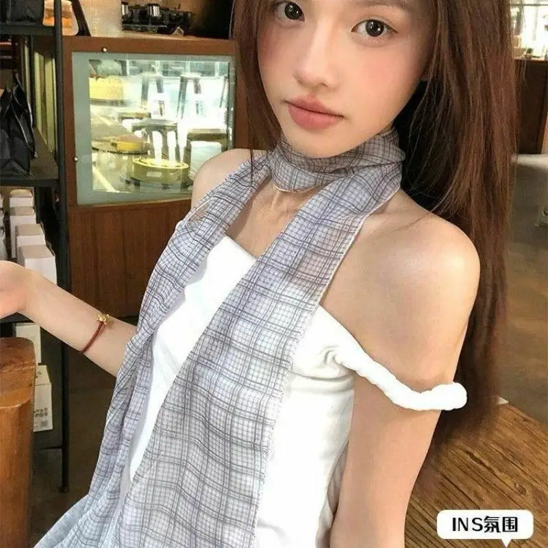 

Шелковый шарф-лента Y2K для женщин, 140 см, с цветочным кружевом, тонкий, для волос, шеи или как шаль