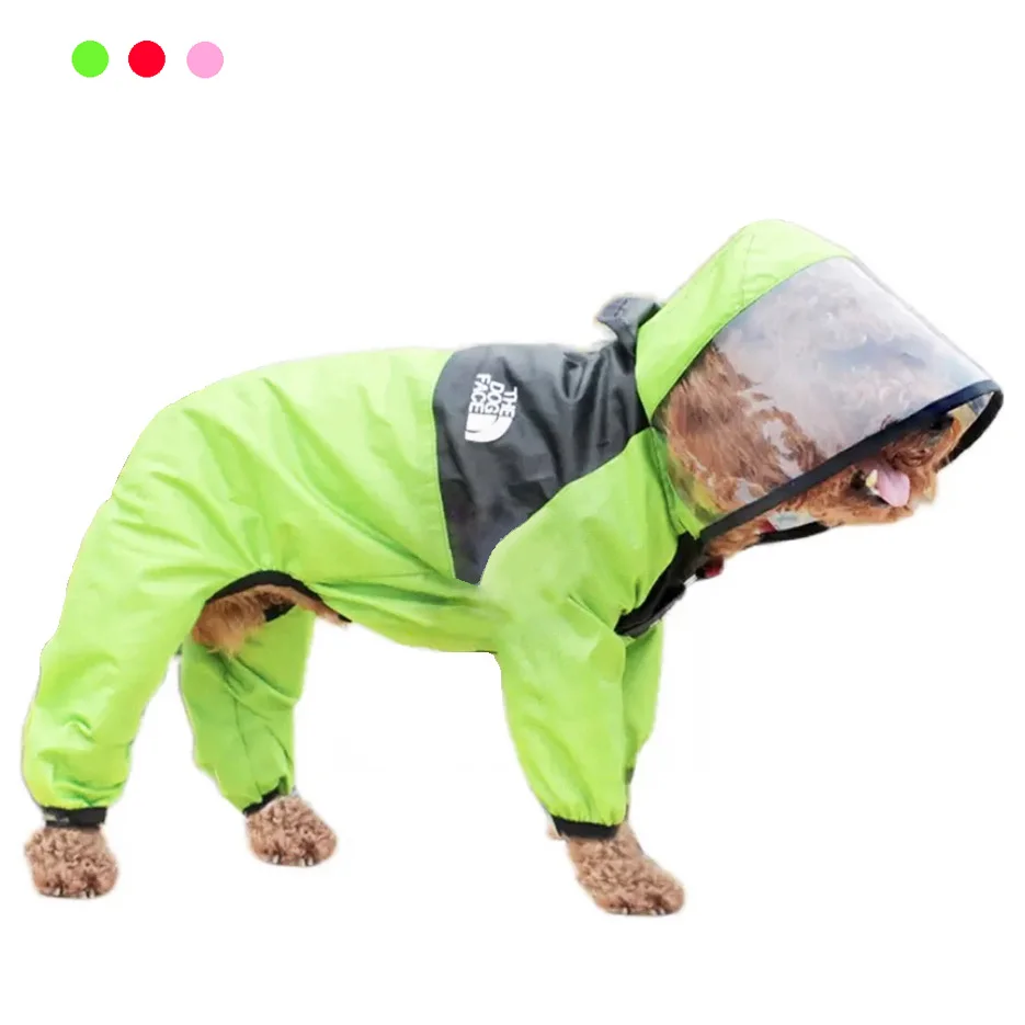 Pet Dog Raincoat Transparent Hooded Jumpsuit Dogs Waterproof Coat Water Resistant Clothes for Dogs Cats Pet Jacket for Rainy Day