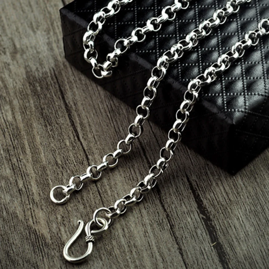 Unibabe Real Silver 3.5-5MM Thick Cross O Link Chain S925 Sterling Round Sweater Chain Necklace Man Woman Jewelry Gift