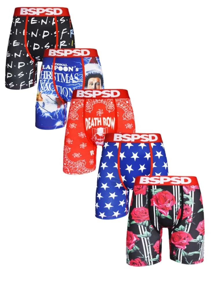 

5 шт., мужское нижнее белье, боксеры, дышащие мужские трусы для плавания, мужские трусы с принтом больших размеров, сексуальные мужские боксеры