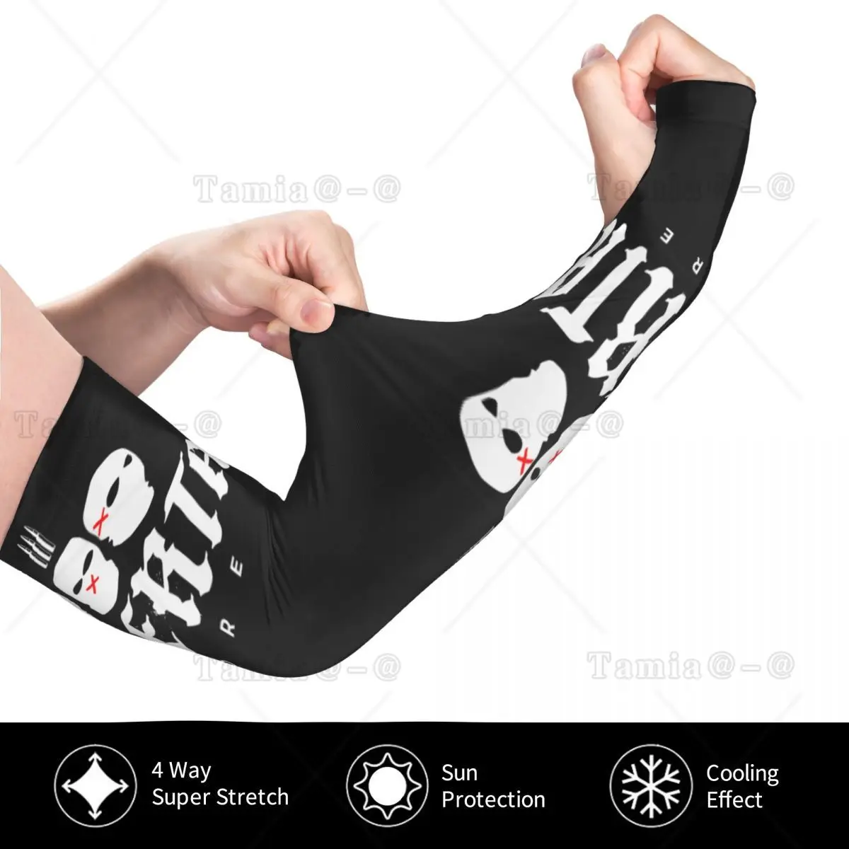 Mangas de braço de proteção UV com faixa de metal personalizada 47 homens mulheres esportes tatuagem cobrir para golfe