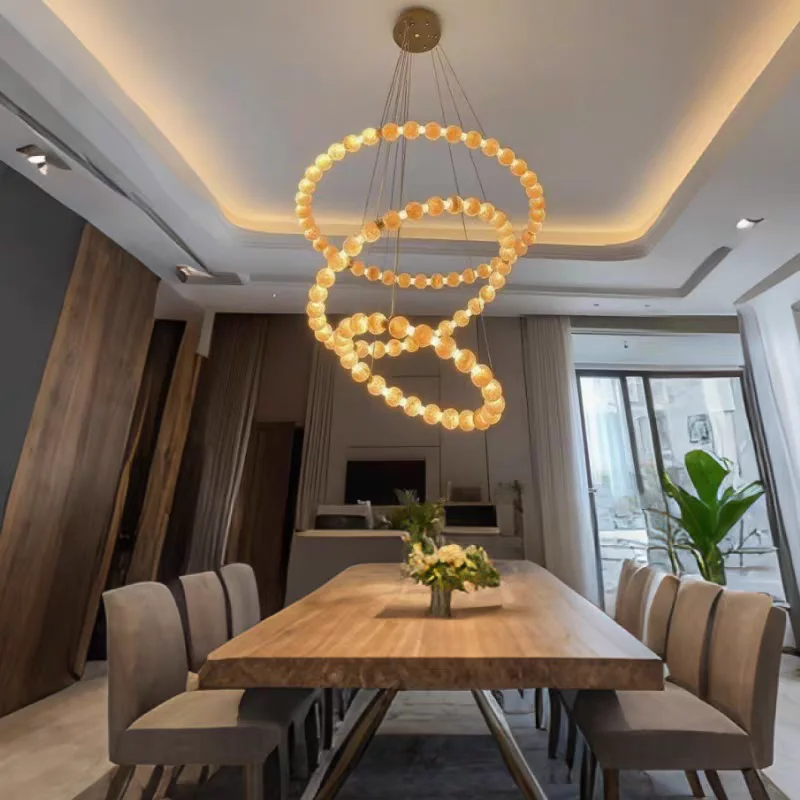 

2025 Luxury Marble Chandeliers Black Stainless Steel Lustre Modern Art Design Restaurant Study Lighting Room Decoration Dimmable