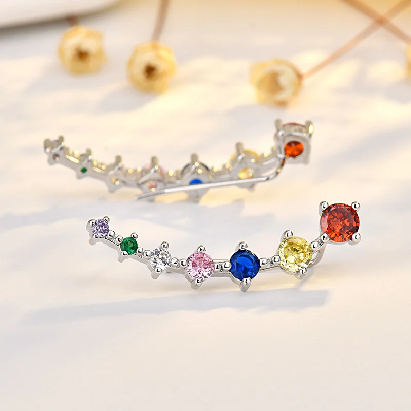 

Colorful Earrings 925 Sterling Silver Earring for Women Party Birthday Gift Seven Zircons Fashion Jewelry