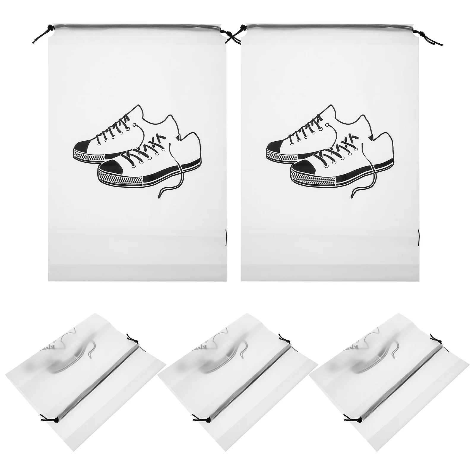 

5 Pcs Travel Shoe Bag Bags Water Proof for Packing White Clear Plastic Drawstring