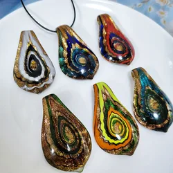 1PCS Creative Painting Art Golden Sands Vortex Glass Necklace Pendant with Multiple Colors Available in Black, White, Green, Red