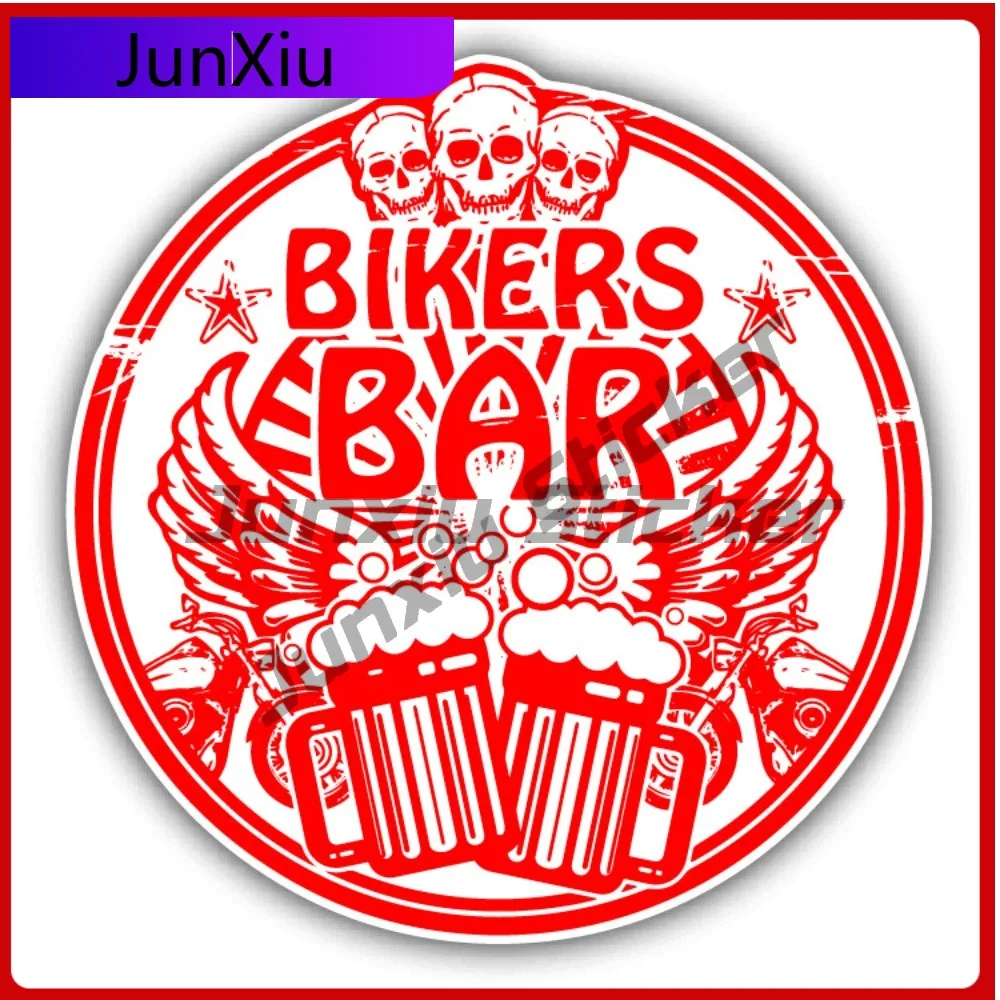 

Наклейка-стикер в стиле гранж с резиновым штампом: Байкерский череп, пиво, авто, мото, автомобиль. Крутой стиль для декора автомобиля, защита от царапин.