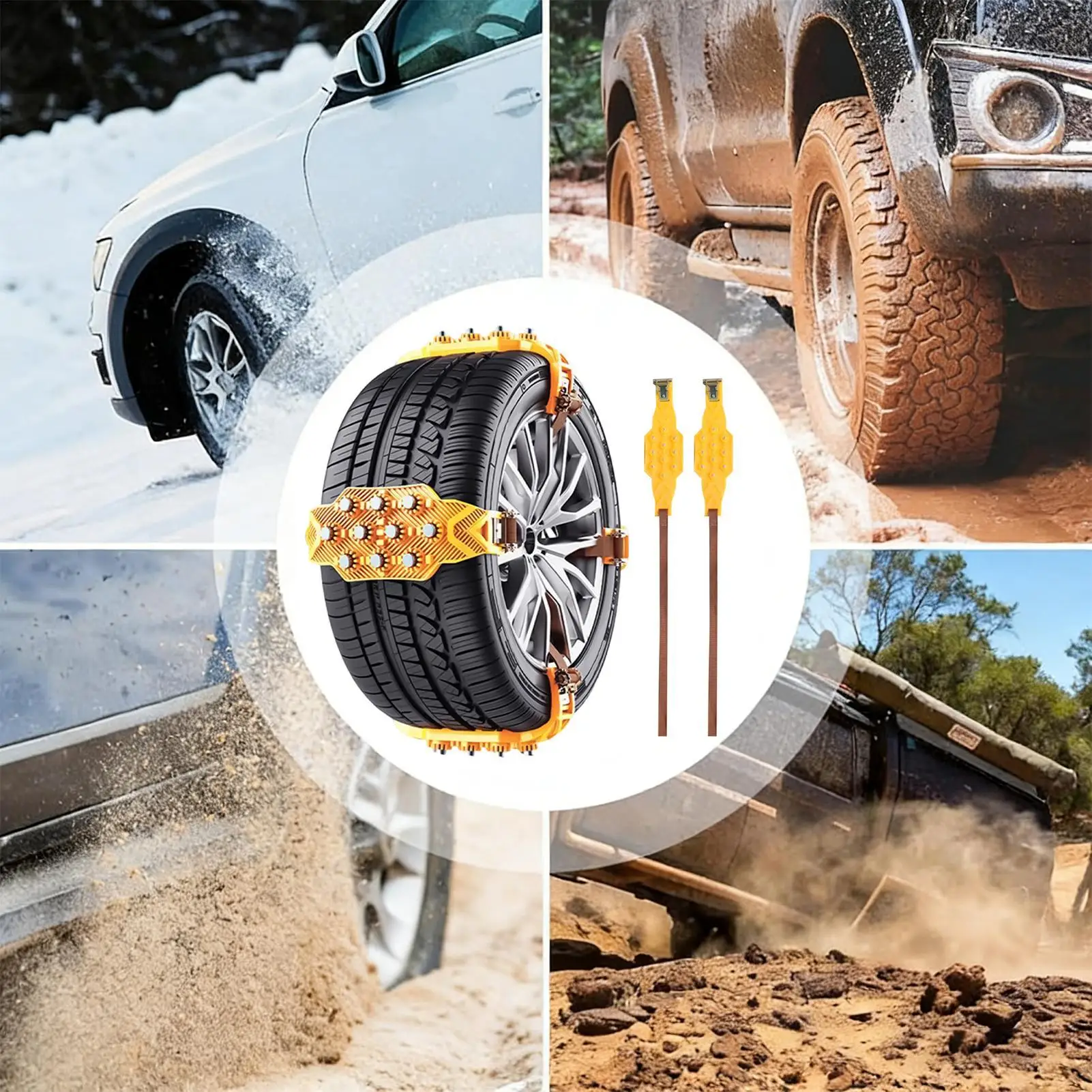 Car Snow Chain 8 Piece Auto Tyre Traction Grips Adjustable Tire Chains For Cars For Suv Truck Pickup Van Sedans 6.5-9.65in