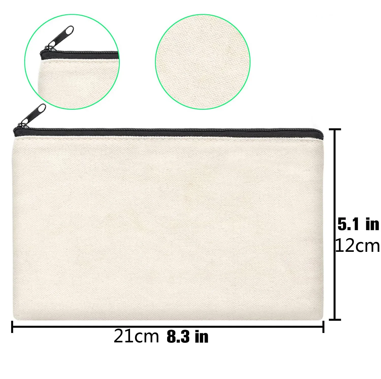 DIY Craft Canvas Pouch with Zipper Blank DIY Pencil Case Multi-purpose Blank Makeup Cosmetic Bags Gift  Bag for Boys Girls