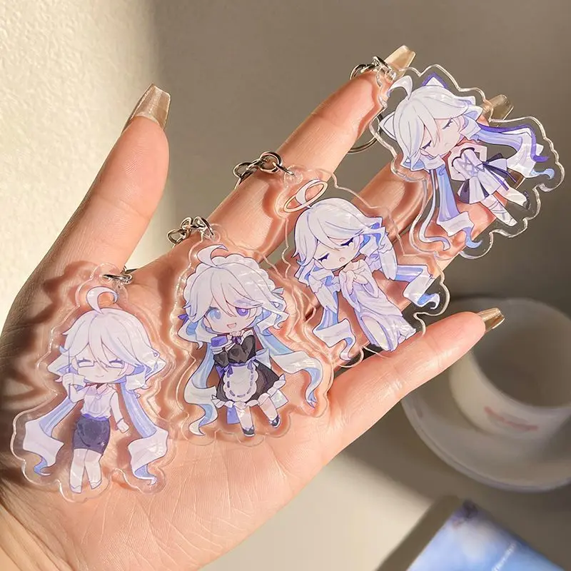 Kawaii Game Impact Focalors Furina Girl Acrylic Keychain for Accessories Bag Game Cute Pendant Key Chain Ring Jewelry Gifts