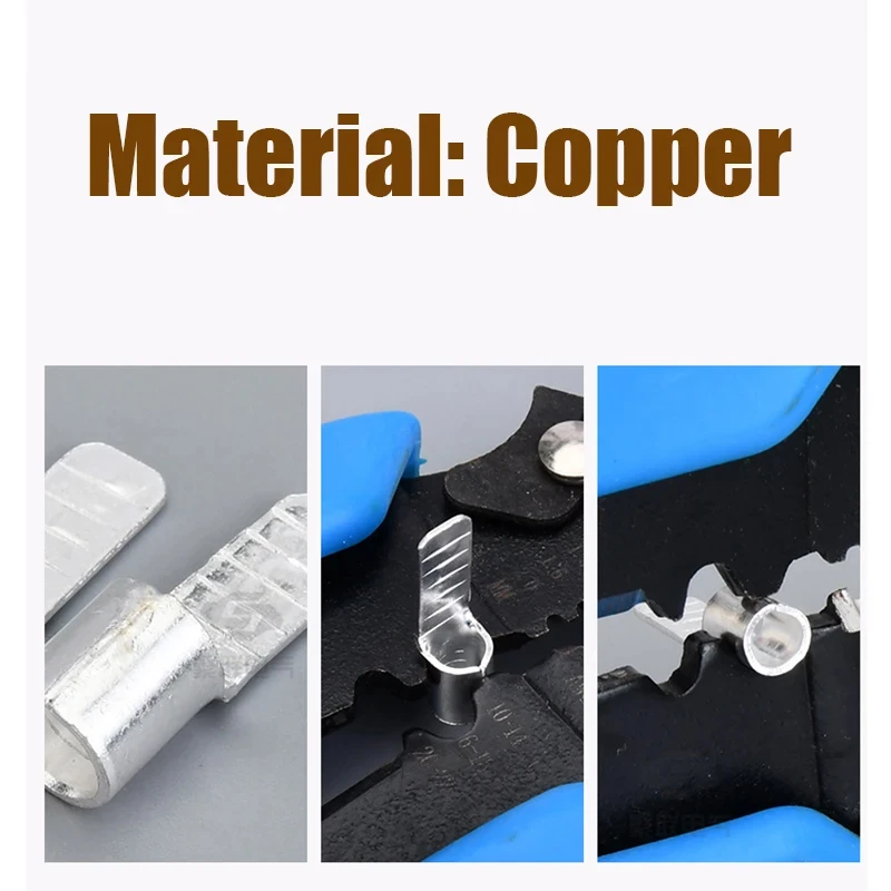 260/140PCS C45 Leistungsschalter Flache Pin Terminal Kupfer Silber Überzogene Kalt Gepresste Kupfer Nase DZ47 Ende draht Lug Typ – Detail 7