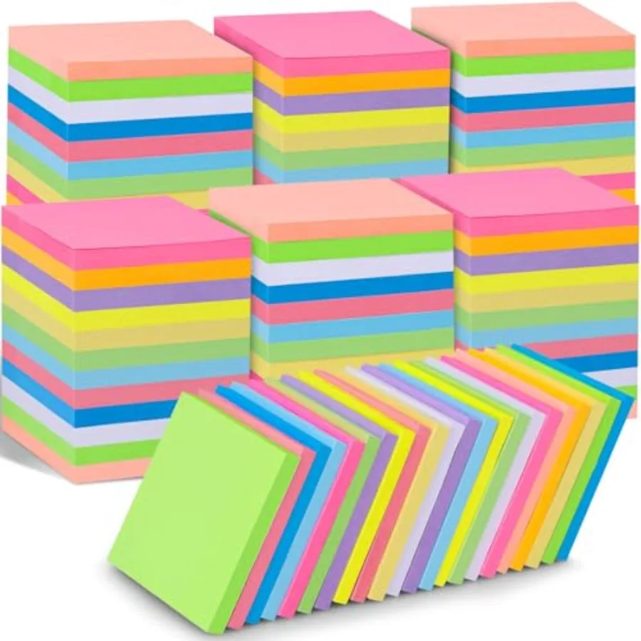 

60 PCS Bulk 3x3 Inch Colorful 75 Sheets/Pad 12 Colors, Adhesive Sticking Self-Stick Multicolor Memo Note Pads for Teacher Stude