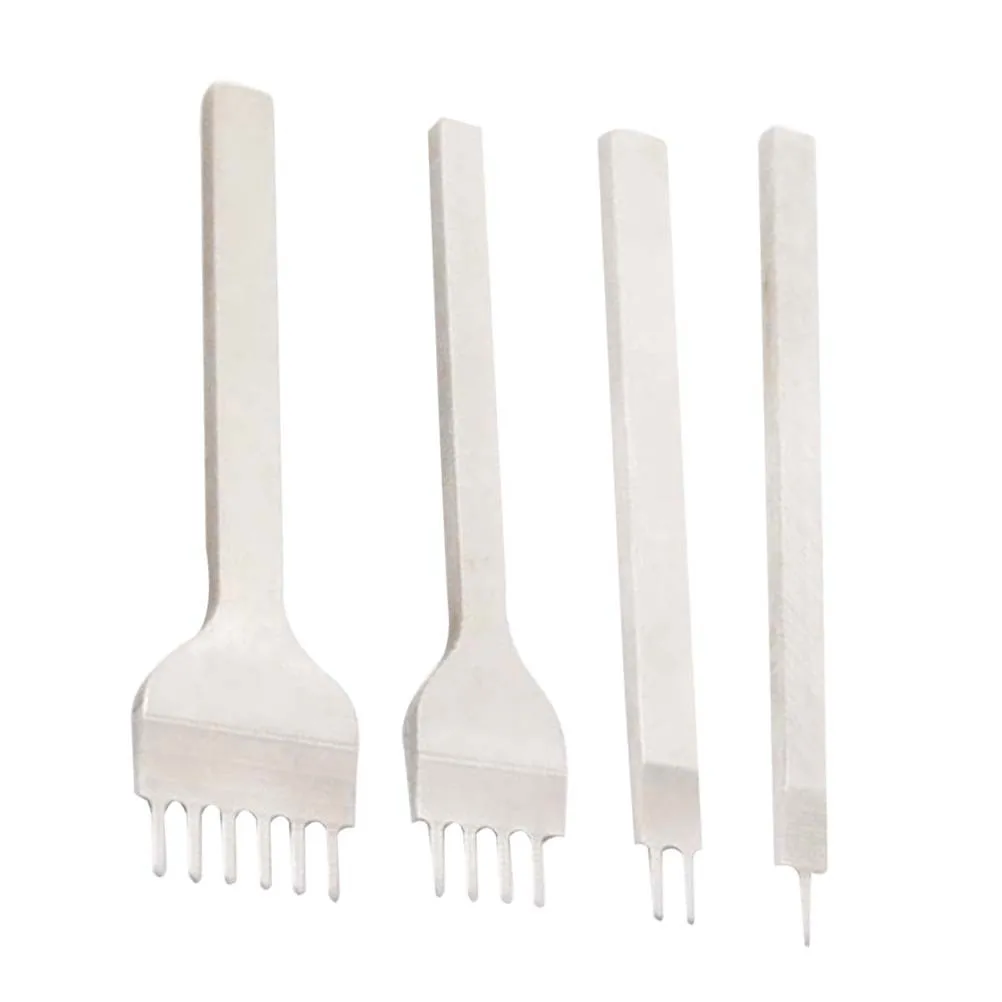 

4pcs 4 Sizes Hole Punch Tool Set Anti-Slip Handle For Diy Prong Diamond Chisel Craft Hole Punch Kit Handicraft Sewing
