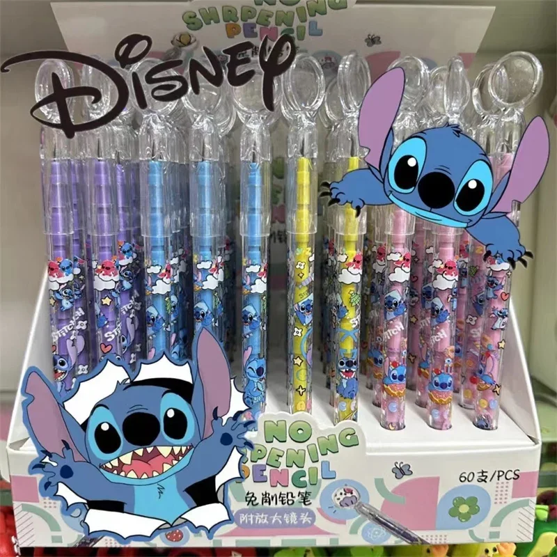 

Disney Stitch Pencil Cute Anime Cartoon Graffiti Pen with Magnifying Glass Students School Supplies for Kids Stationery Gifts