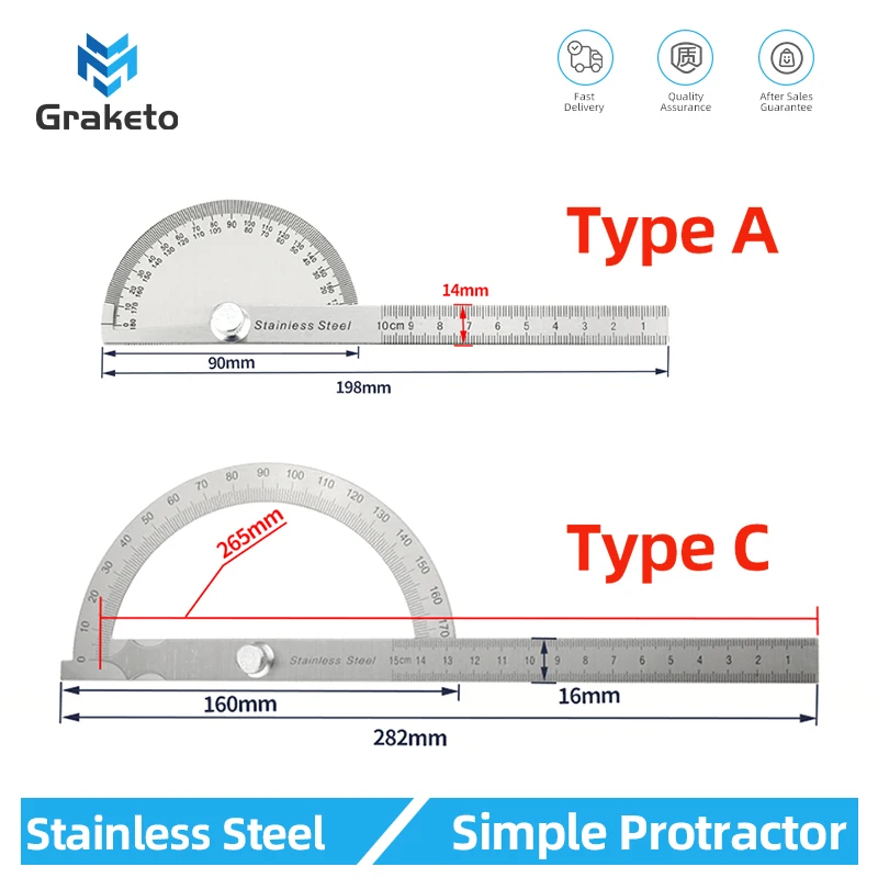 180 Degree Protractor Metal Angle Finder Angle Ruler Woodworking Tools Measuring Ruler Angle Meter Stainless Steel Goniometer